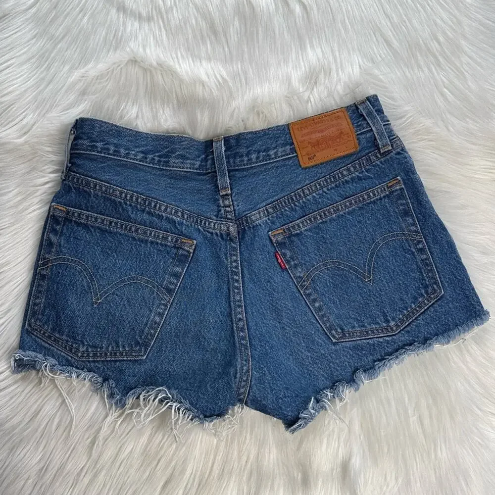 Levi’s Indigo Avenue High Rise Denim Cut Offs